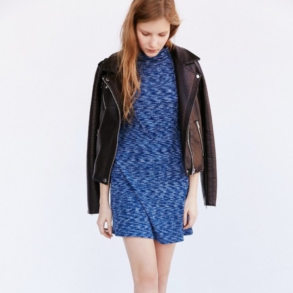 Silence + Noise Mock Neck Astor Blue Knit Dress Women Size Small
